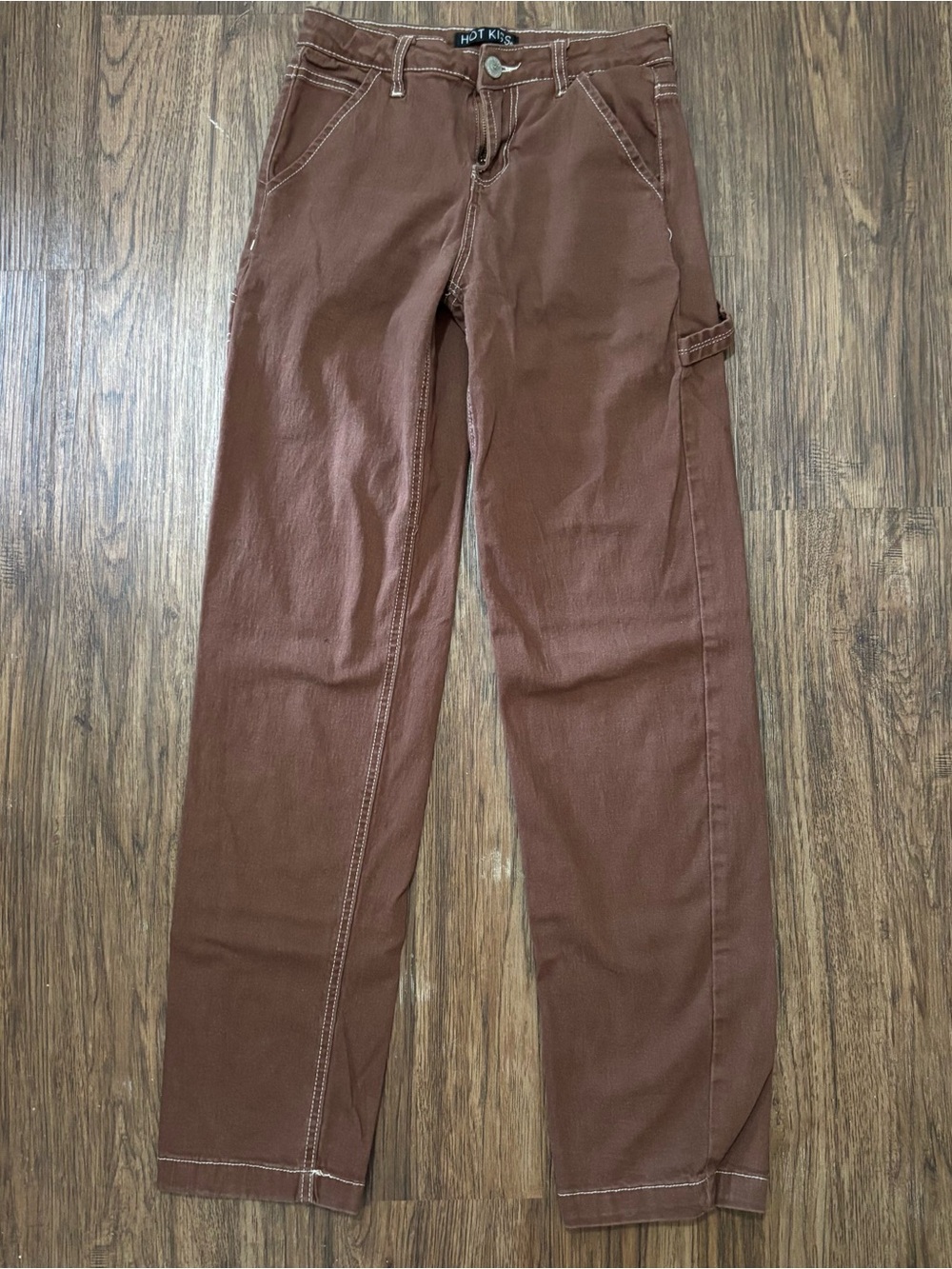 Hot Kiss Juniors Brown Utility Cargo Pants Size 3 Mid Rise Straight Leg
